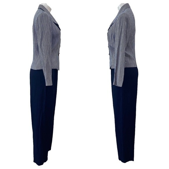 Breakin' Loose VINTAGE matching jacket pant suit NAVY Striped sz 11/12 SMALL - Picture 2 of 15